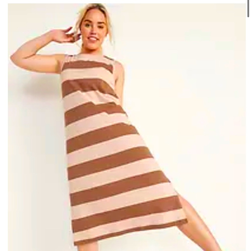 Old navy Vintage sleeveless striped midi dress size Large new with tags